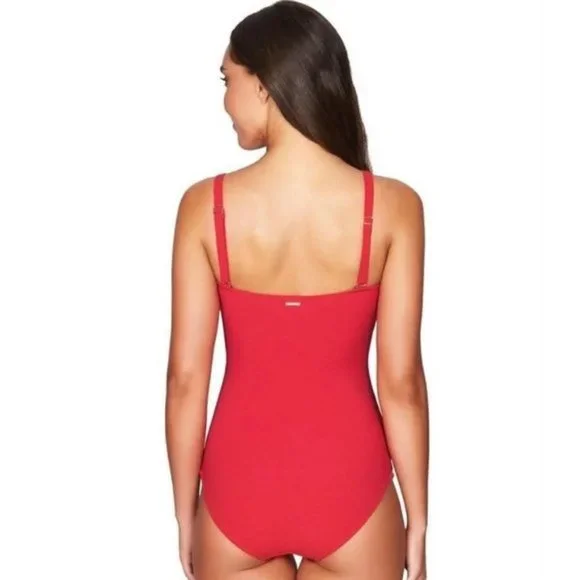 SEA LEVEL Riviera Rib Cross Front One-Piece Swimsuit - Picture 2 of 8